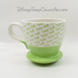 Mug fée Clochette DISNEYLAND PARIS Tinker Bell tasse soucoupe integrée vert Disney 10 cm