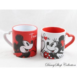 Mug Mickey et Minnie DISNEYLAND PARIS True Love coeur ensemble rouge blanc