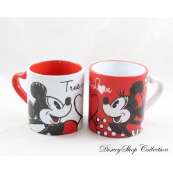 Mug Mickey et Minnie DISNEYLAND PARIS True Love coeur ensemble rouge blanc