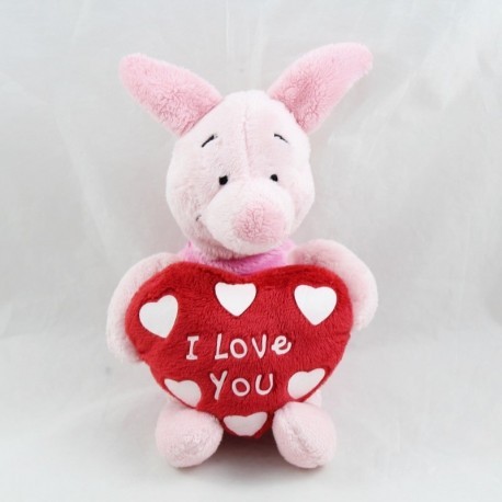 Plush Piglet DISNEY NICOTOY red heart " I love you " 20 cm