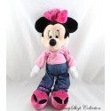 Plush Minnie DISNEYLAND RESORT PARIS jeans t-shirt pink embroidery flowers 36 cm