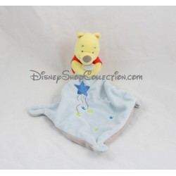 Doudou handkerchief Winnie the Pooh DISNEY BABY blue gray stars 13 cm