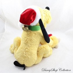 Peluche chien Pluto DISNEYLAND PARIS Noël os noeud rouge Mickey et ses amis 30 cm