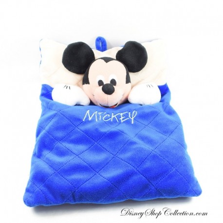 Coussin range pyjama Mickey DISNEY oreiller rectangle bleu beige 40 cm
