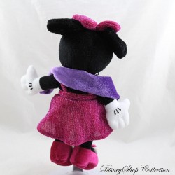 Peluche Minnie DISNEYLAND PARIS vestido de noche rosa púrpura brillante Disney 27 cm
