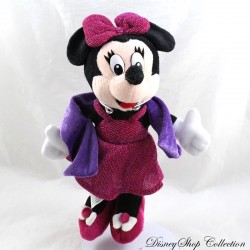 Peluche Minnie DISNEYLAND PARIS robe de soirée rose violet brillant Disney 27 cm