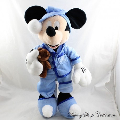 Plüsch Mickey DISNEY STORE Pyjama blauer Teddybär Nachtmütze 42 cm