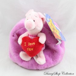 Plush pig Piglet DISNEY NICOTOY beanbag cushion heart I love you 13 cm