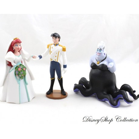 Ensemble de 3 figurines La petite sirène DISNEY STORE Ariel et Eric en mariés + Ursula pvc