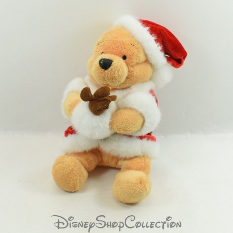 Peluche Winnie l'ourson DISNEY STORE Noël boule de neige oiseau Pooh 2 cm