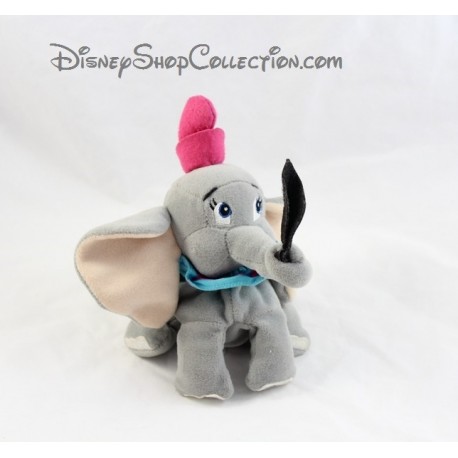 Plush elephant Dumbo DISNEY baby grey feather collar blue 20 cm