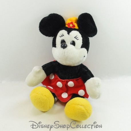 Peluche Minnie DISNEY cara vintage falda blanca lunares rojos 31 cm