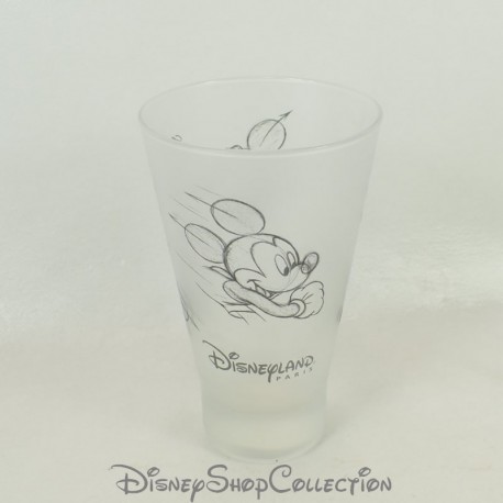 Glass expressions Mickey DISNEYLAND PARIS white opaque sketch drawings 14 cm