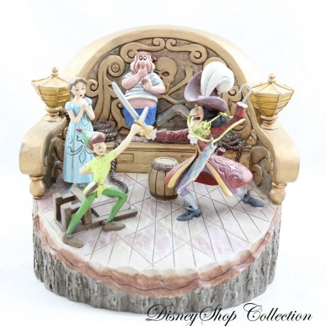 Figura Jim Shore Peter Pan e Capitan Uncino TRADIZIONI DISNEY " Daring Duel " Scolpito dal cuore resina