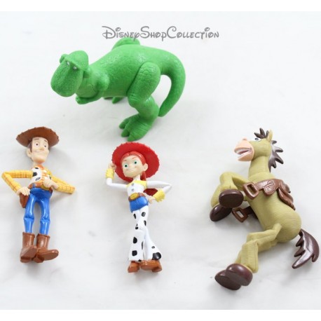 Set of 4 Toy Story figures DISNEY PIXAR Woody Rex Jessie Pil Poil Poil