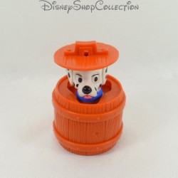 Figura cachorro de juguete MCDONALD'S Mcdo Los 101 dálmatas barril marrón Disney 6 cm