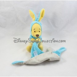 Security blanket Pooh NICOTOY disguised as Blue Bunny with handkerchief Disney