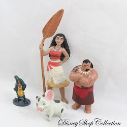 Lot de 4 figurines Vaiana DISNEY Vaiana Chef Tui Hei Hei et Pua playset pvc 10 cm
