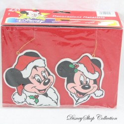 Décorations de Noël Mickey Minnie DISNEY lot de 2 ornements en carton 10 cm