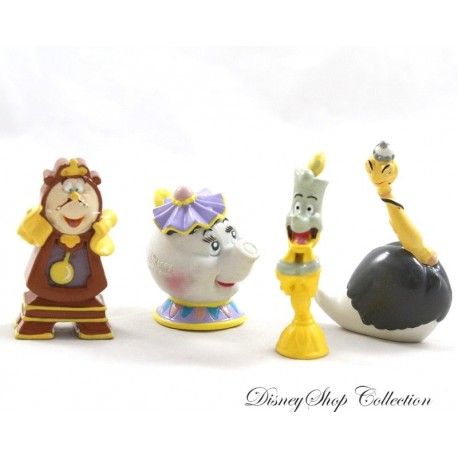 Ensemble de 4 figurines La Belle et la Bête DISNEY Lumière Big Ben Plumette et Mrs Samovar
