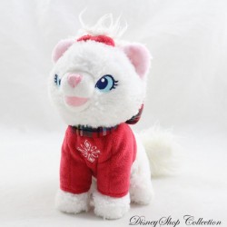 Peluche Marie gatto DISNEY STORE Il maglione Aristogatti nodo scozzese fiocco di neve Natale 17 cm