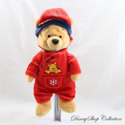Peluche Winnie the Pooh DISNEY STORE Natale 2001 yjama berretto fiocco rosso 21 cm
