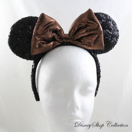 Serre-tête Minnie DISNEY PARKS oreilles de Minnie Mouse sequins noir marron
