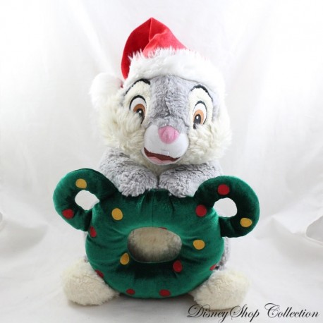 Plüsch Hasenpfanne Pfanne DISNEYLAND PARIS Bambi Weihnachtskranz Mickey Head 35 cm
