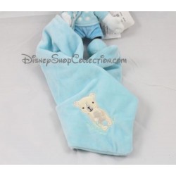 Doudou mouchoir Mickey DISNEY BABY ours bleu blanc Disney Store 44 cm