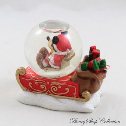 Mini snow globe Mickey DISNEY Mickey Père Noël en traineau boule à neige RARE 7 cm