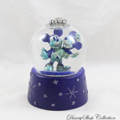 Snow Globe Mickey and Minnie DISNEY STORE Blue Silver Stars Snow Globe 10 cm