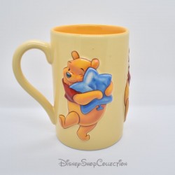 Mug en relief Winnie l'ourson DISNEY STORE ballon étoile bleue tasse céramique orange 3D 13 cm