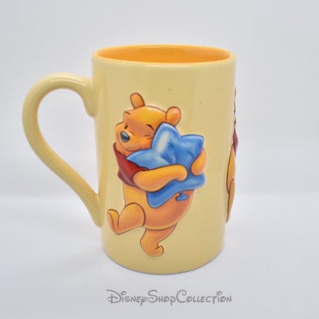 Embossed Mug Winnie the Pooh DISNEY STORE Blue Star Balloon Mug Ceramic Orange 3D 13 cm