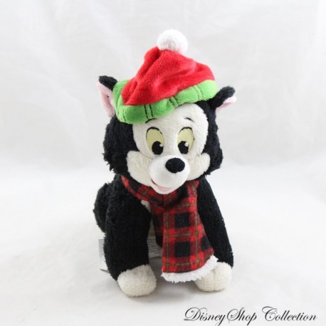 Plush Cat Figaro DISNEYLAND PARIS Christmas Beanie Scarf Minnie and Pinocchio Cat 18 cm