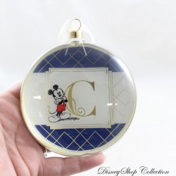 Boule de Noël ornement Mickey DISNEYLAND PARIS Alphabet lettre C en verre