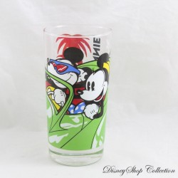 Vintage Mickey & Minnie DISNEY Glass Tall Holiday Green Car and Glasses 14 cm