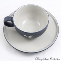 Tasse à café Mickey DISNEYLAND RESORT PARIS gris noir soucoupe céramique