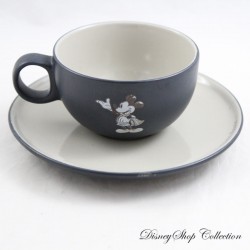 Mickey Coffee Mug DISNEYLAND RESORT PARIS grey black ceramic saucer