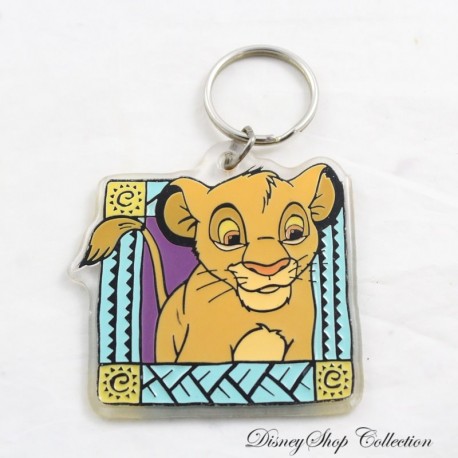 Porte clés lion Simba DISNEY Le roi lion carré vintage plastique 8 cm