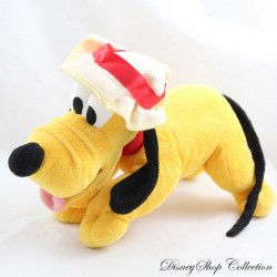 Peluche Pluto DISNEYLAND PARIS chapeau beige chien de Mickey 30 cm