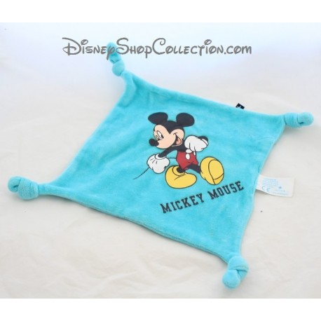 Mickey DISNEY CARREFOUR square blue flat doudou 4 Mickey Mouse knots 