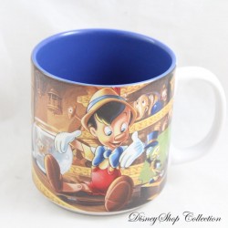 Pinocchio Szenenbecher DISNEY STORE Gepetto Figaro Cleo Jiminy Cricket und Pinocchio Blau Keramikbecher 9 cm
