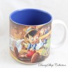 Pinocchio Scene Mug DISNEY STORE Gepetto Figaro Cleo Jiminy Cricket and Pinocchio Blue Ceramic Mug 9 cm