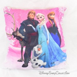 Cojín Frozen DISNEY Cuadrado Rosa Elsa Anna Kristoff Sven y Olaf 35 cm