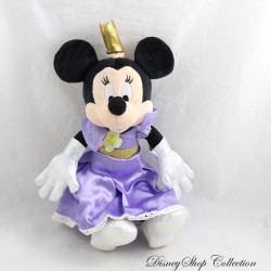 Peluche Minnie DISNEYLAND PARIS robe satin violet mauve couronne Disney 25 cm