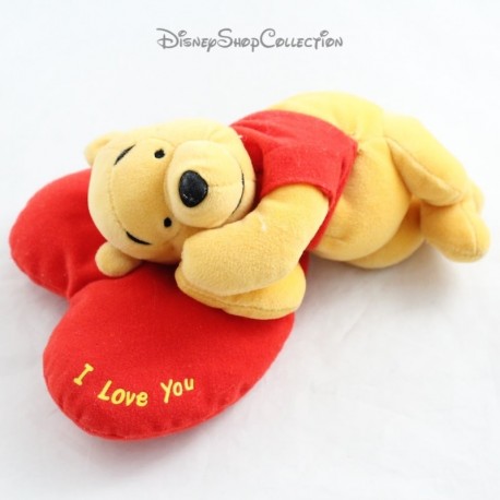 Winnie the Pooh Plush DISNEY Elongated Red Heart