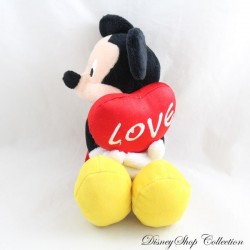 Peluche Mickey DISNEYLAND PARIS coeur rouge Love St Valentin Disney 27 cm