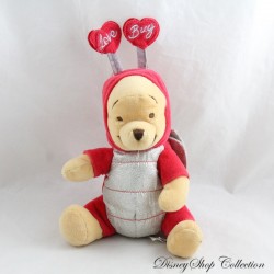 Peluche Winnie l'ourson DISNEY STORE déguisé en abeille Love Bug rouge Saint-Valentin 20 cm