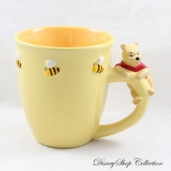 Mug en relief Winnie l'ourson DISNEY STORE abeilles tasse en céramique 3D jaune orange 11 cm