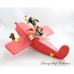 Grande figurine Dingo DISNEY avion rouge statuette résine Goofy in airplane 35 cm